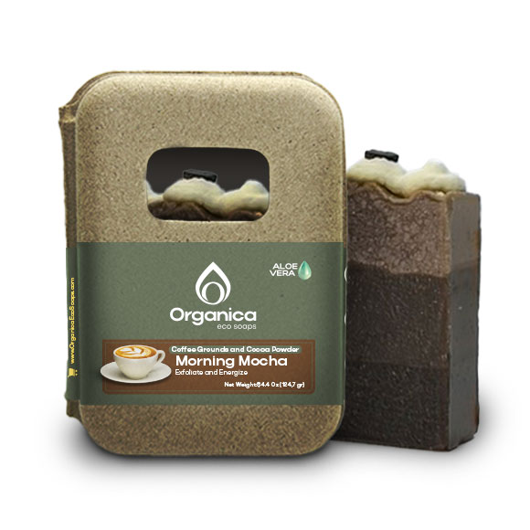 Poder Soaps Morning Mocha Exfoliating Coffee Soap Bar | Cocoa Powder